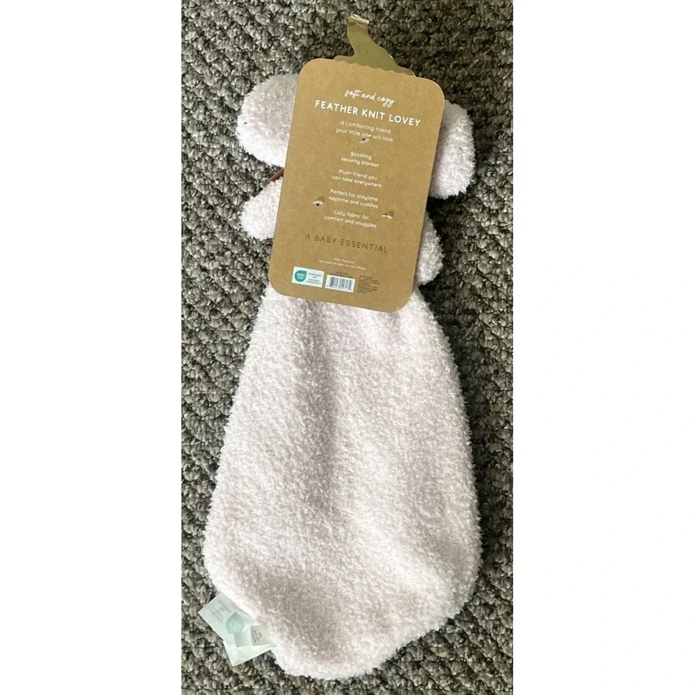 Levi & Emmie Baby Lovey Pink ELEPHANT Feather Knit Security Blanket NEW